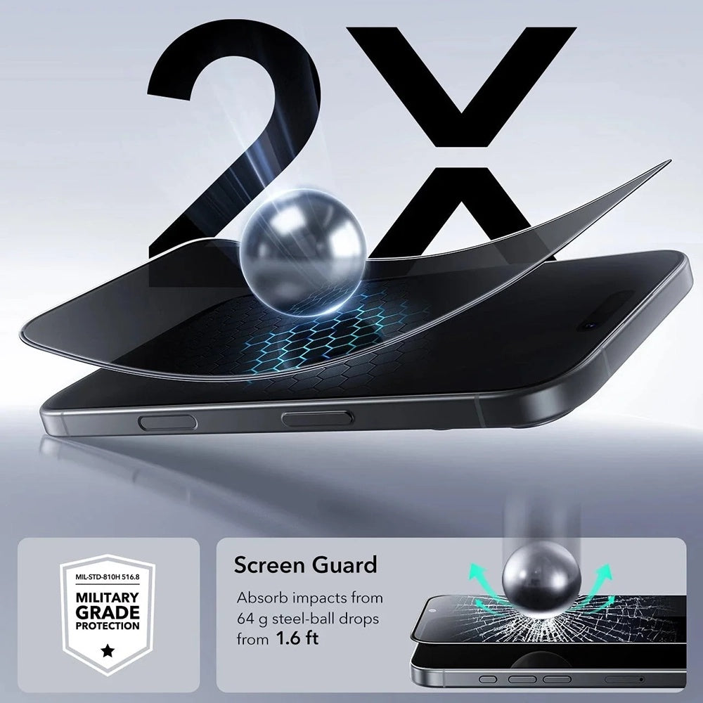 Privacy Screen Protector ESR UltraFit Classic voor Apple iPhone 18 Pro Max, Gehard Glas, Volledige Lijm, Set van 3 stuks