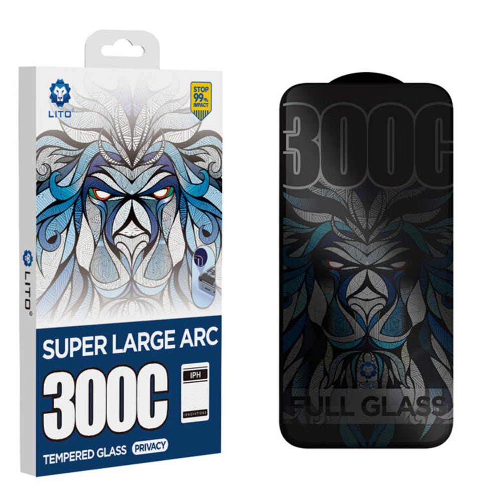 Privacy Screen Protector Lito D+ Max 300C voor Apple iPhone 17 / 16 Pro, Gehard Glas, Volledige Lijm