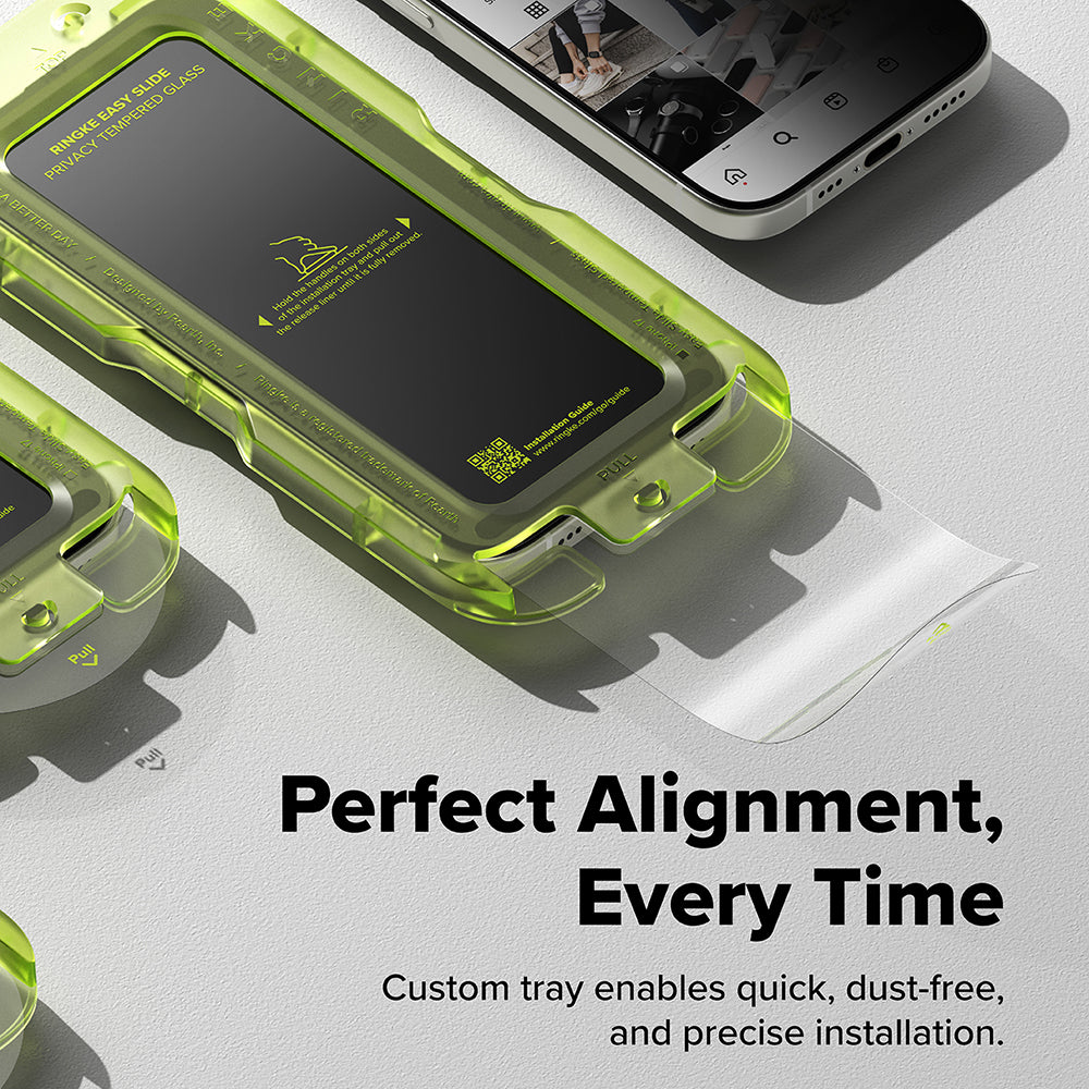 Privacy Screen Protector Ringke Easy Slide voor Apple iPhone 18 Pro Max / 17 Pro Max, Gehard Glas, Volledige Lijm, Set van 2 stuks