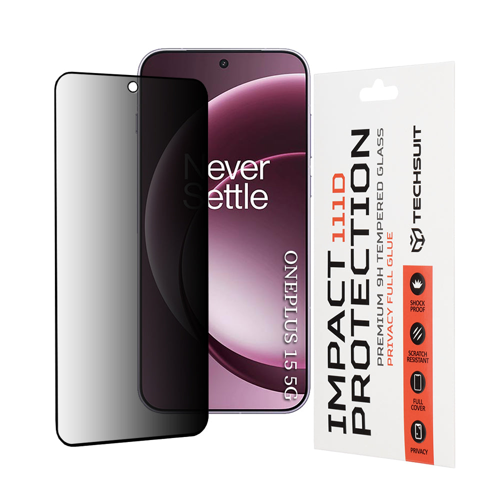 Privacy Techsuit schermbeschermfolie voor OnePlus 15, Gehard Glas, 111D