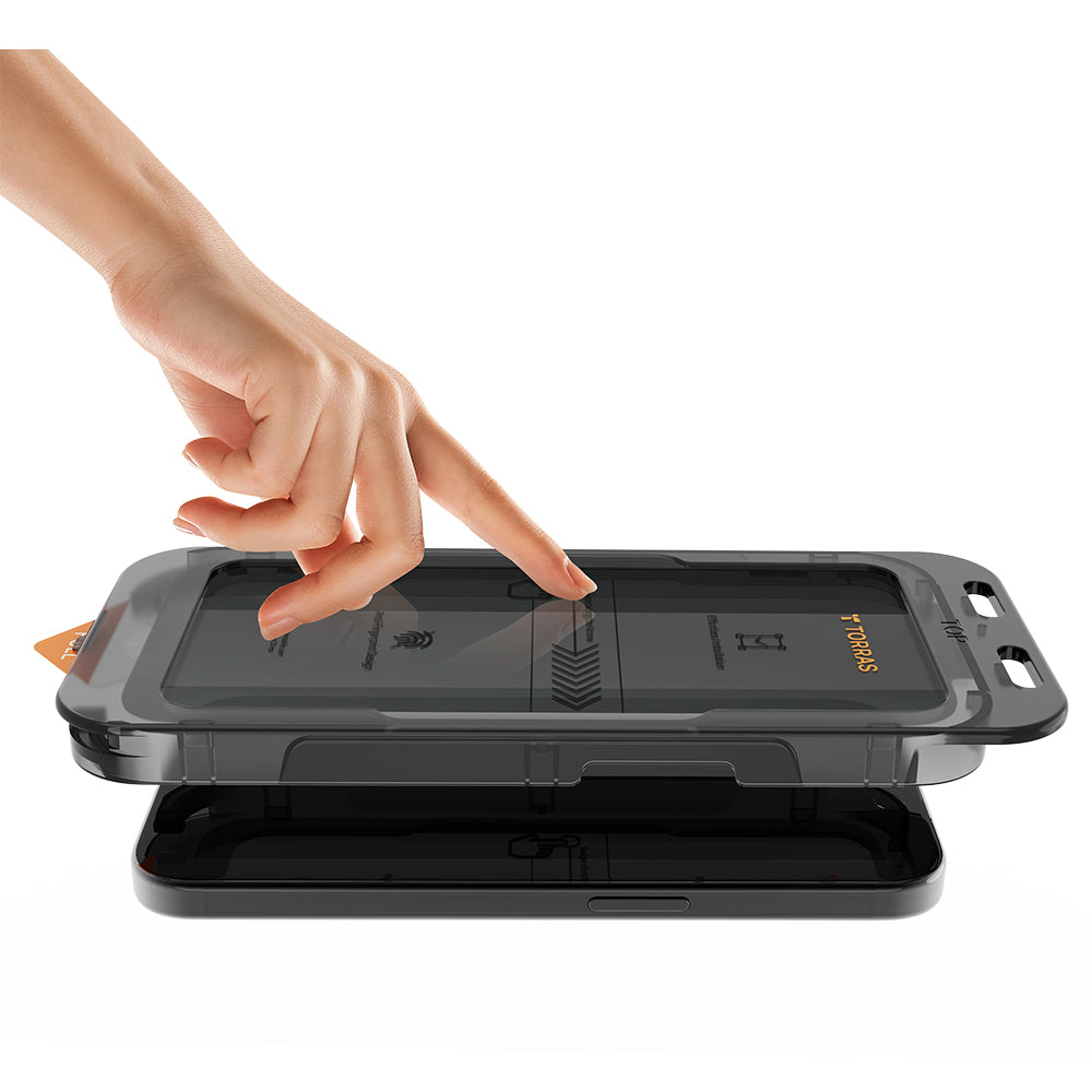 Beschermfolie Privacy Scherm Torras GlassGo Install Master voor Apple iPhone 16 Plus, Gehard Glas, Volledige Lijm