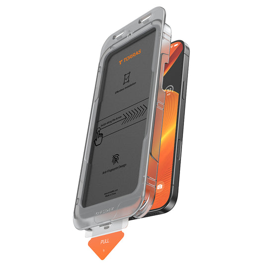 Privacy screen protector Torras GlassGo Install Master voor Apple iPhone 16 Pro Max, gehard glas, volledige lijm