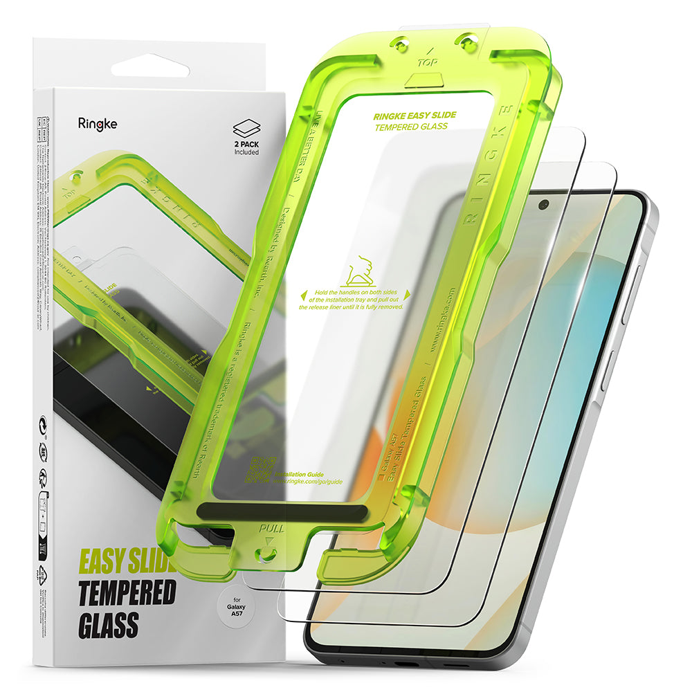 Ringke Easy Slide schermbeschermfolie voor Samsung Galaxy A57 5G, Gehard Glas, Volledige Lijm, Set van 2 stuks