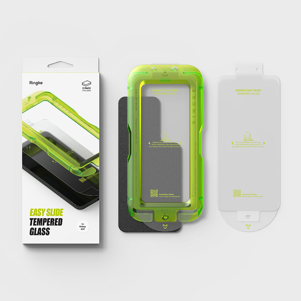 Ringke Easy Slide schermbeschermfolie voor Samsung Galaxy A57 5G, Gehard Glas, Volledige Lijm, Set van 2 stuks