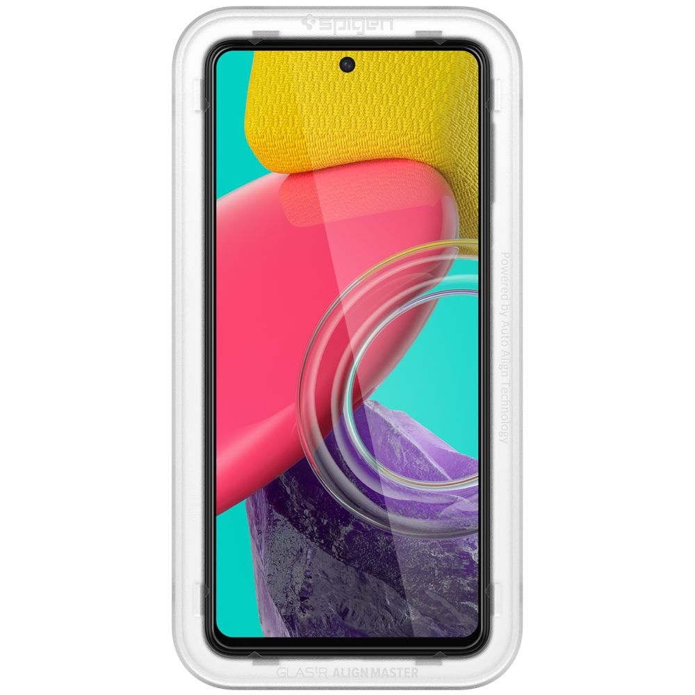Beschermfolie Scherm Spigen GlastR Align Master voor Samsung Galaxy M53 M536, Gehard Glas, Volledige Lijm, Zwart