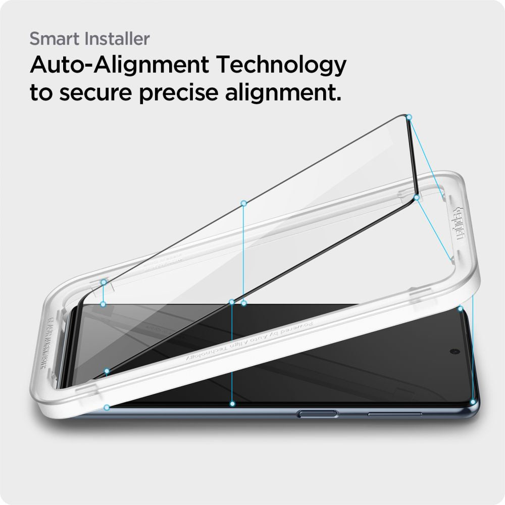 Beschermfolie Scherm Spigen GlastR Align Master voor Samsung Galaxy M53 M536, Gehard Glas, Volledige Lijm, Zwart