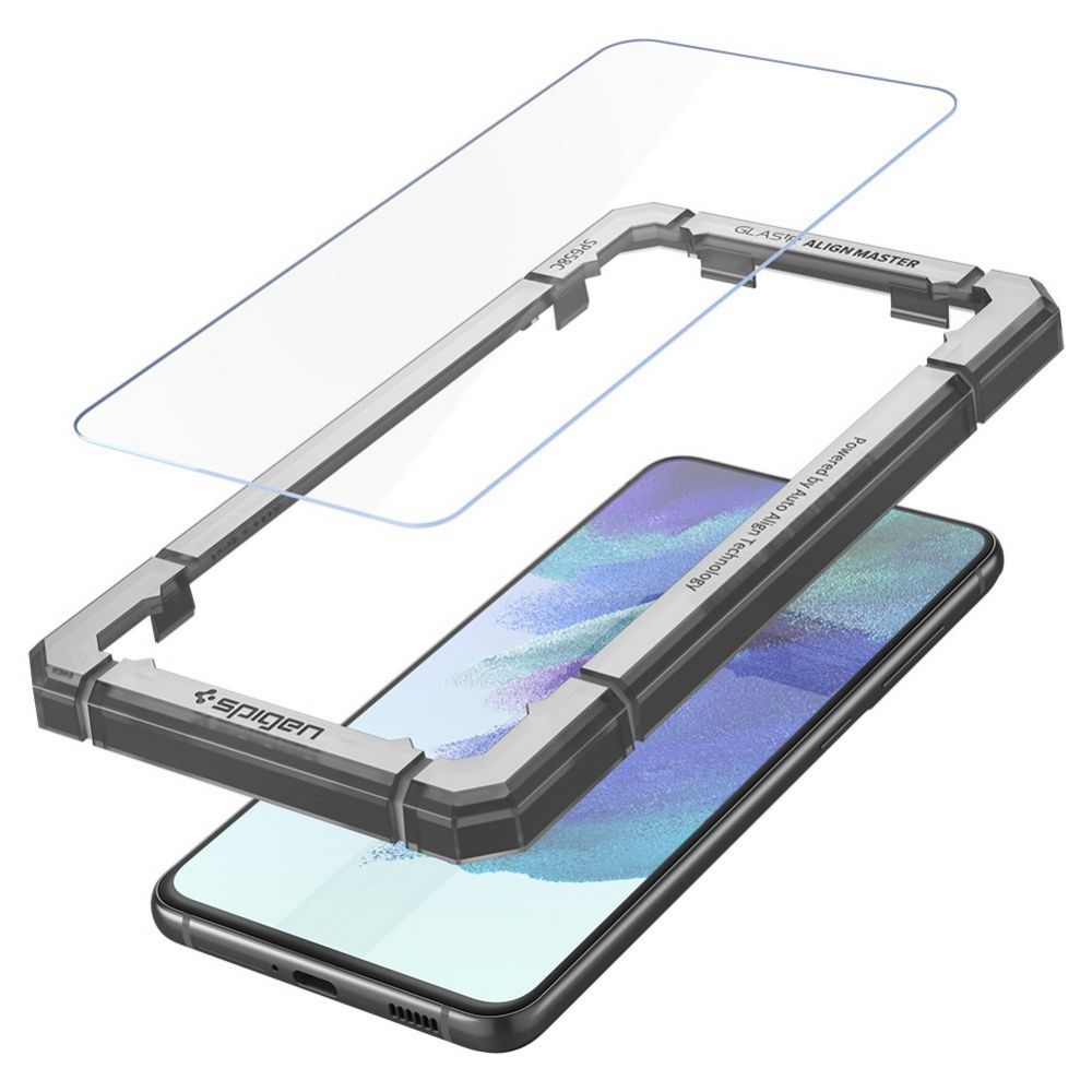 Schermbeveiligingsfolie Spigen GlastR Align Master voor Samsung Galaxy S21 FE 5G G990, Gehard Glas, Volledige Lijm, Set van 2 stuks AGL03088