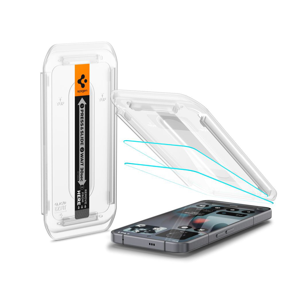 Beschermfolie Spigen GlastR EZ FIT voor Nothing Phone (3), Gehard Glas, Volledige Lijm, Set van 2 stuks AGL10165