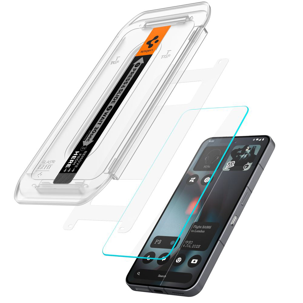 Beschermfolie Spigen GlastR EZ FIT voor Nothing Phone (3), Gehard Glas, Volledige Lijm, Set van 2 stuks AGL10165