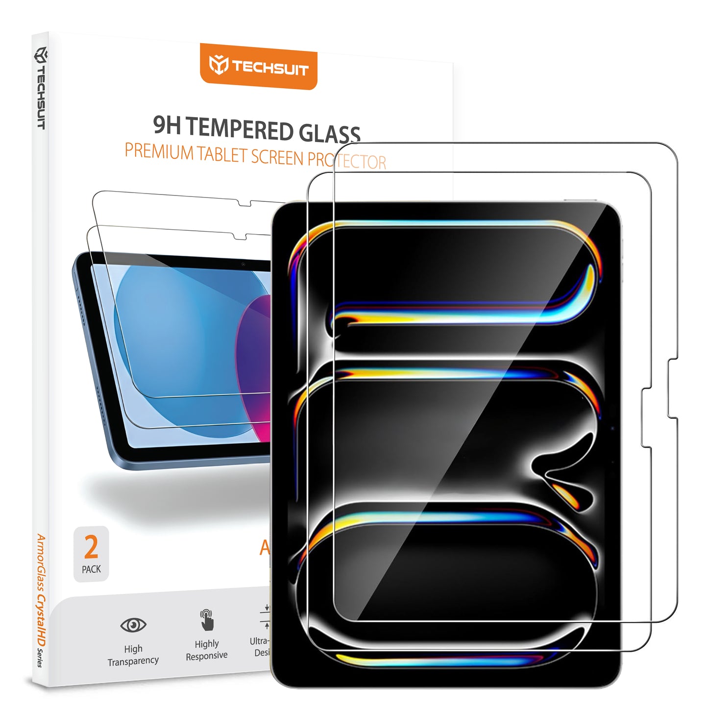 Beschermfolie Techsuit ArmorGlass CrystalHD voor Apple iPad Pro 11 (2024), Gehard Glas, Volledige Lijm, Set van 2 Stuks