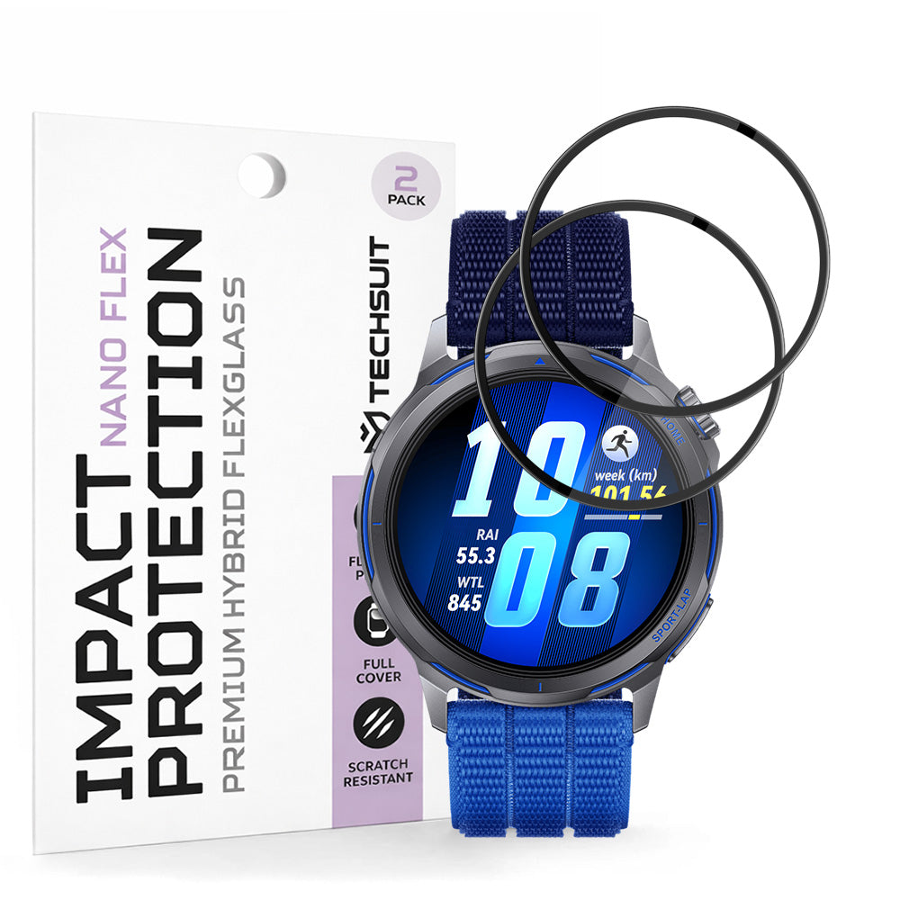 Beschermfolie Techsuit Nano Flex voor Huawei Watch GT Runner 2, Plastic, Set van 2 stuks, Zwart