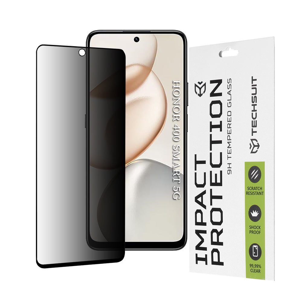 Beschermfolie Privacy Techsuit voor Honor 400 Smart 4G / X7d 4G / 400 Smart 5G / X7c, Gehard Glas, Volledige Lijm, 111D