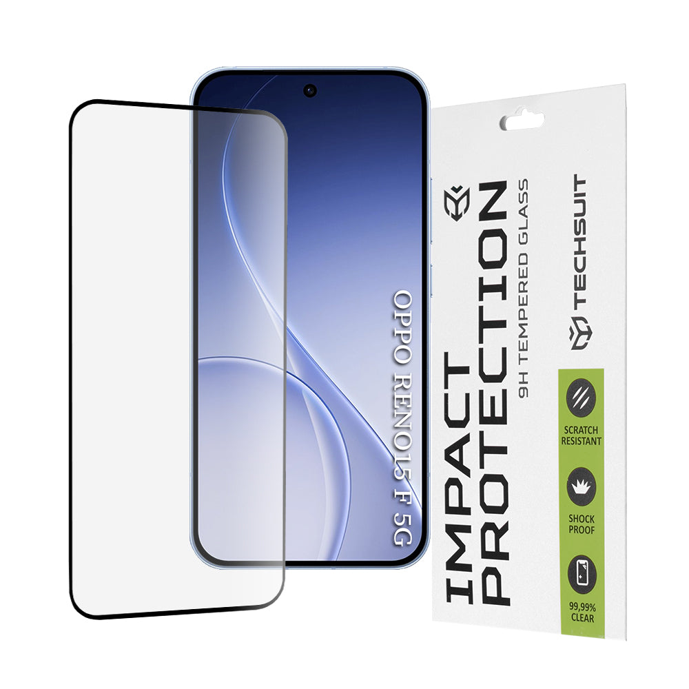 Beschermfolie Techsuit Scherm voor Oppo Reno15 FS / Reno15 F, Gehard Glas, Volledige Lijm, 111D, Zwart