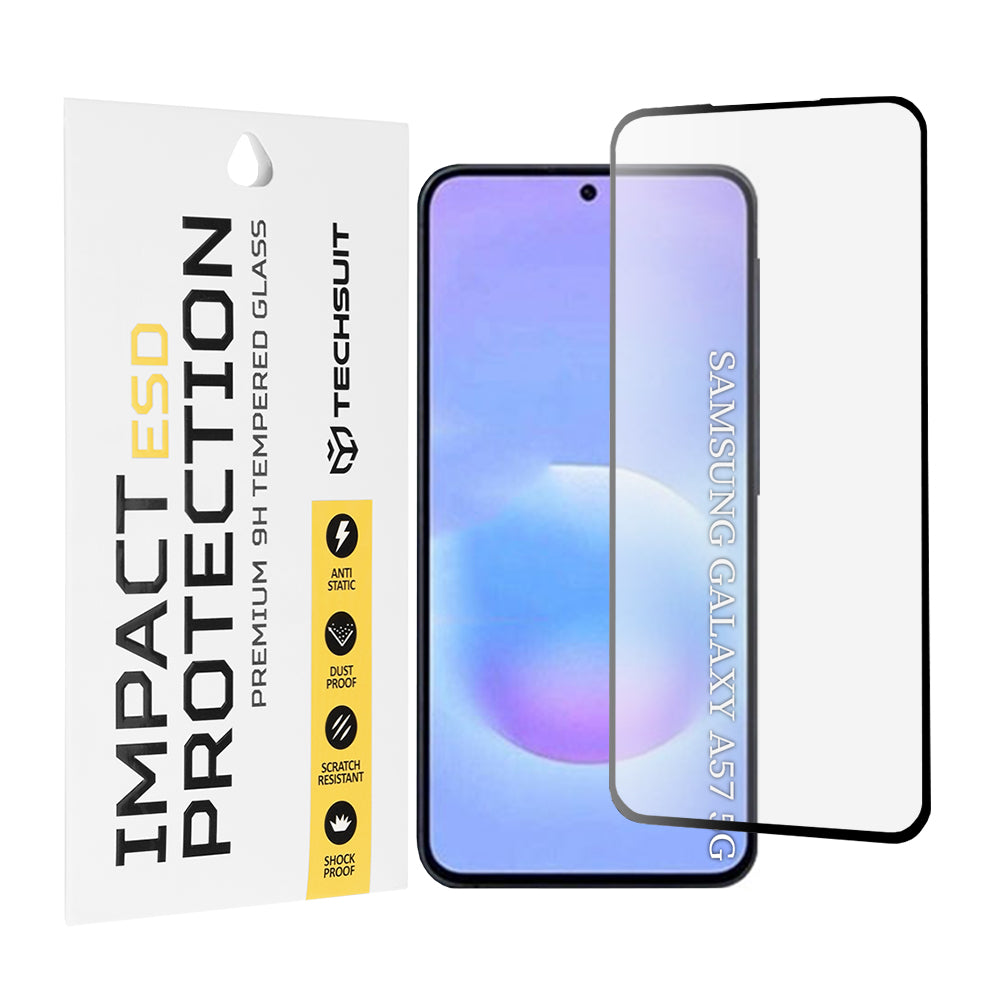 Beschermfolie Techsuit Scherm voor Samsung Galaxy A57 5G, Gehard Glas, Volledige Lijm, Zwart