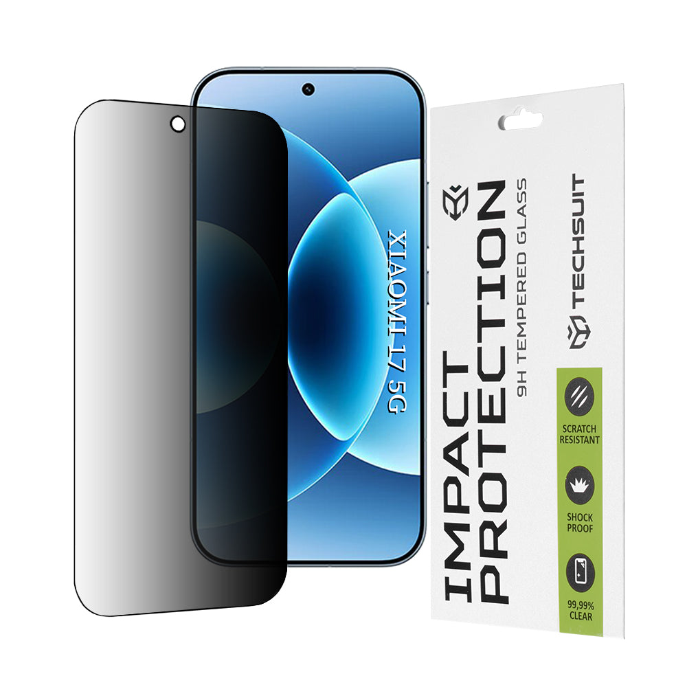 Beschermfolie Privacy Techsuit voor Xiaomi 17, Gehard Glas, Volledige Lijm, 111D