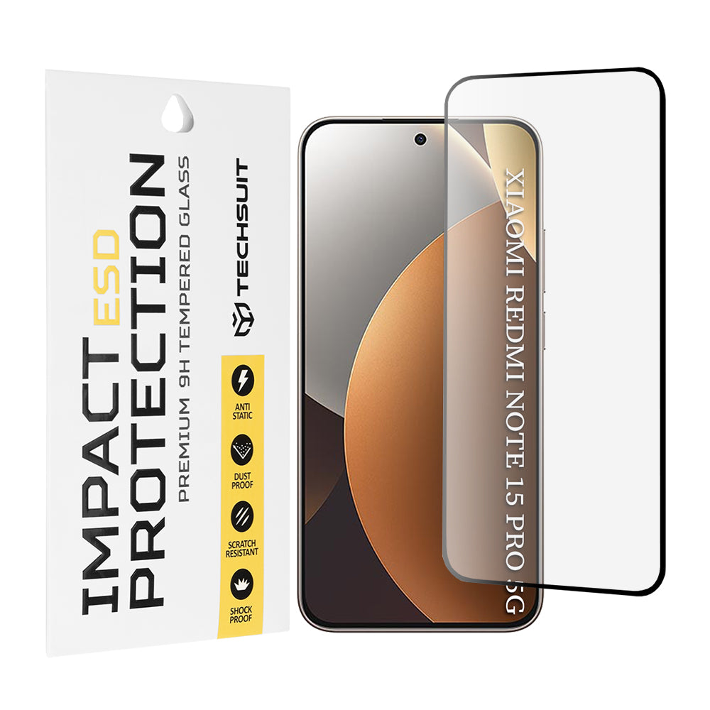 Beschermfolie Techsuit Scherm voor Xiaomi Redmi Note 15 Pro 5G, Gehard Glas, Volledige Lijm, Zwart
