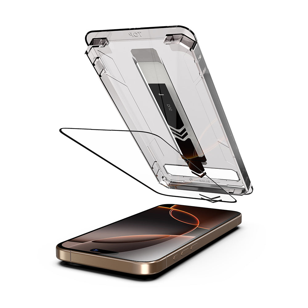 Beschermfolie Techsuit TitanGlass voor Apple iPhone 17 / 16 Pro, Gehard Glas, Volledige Lijm, Zwart