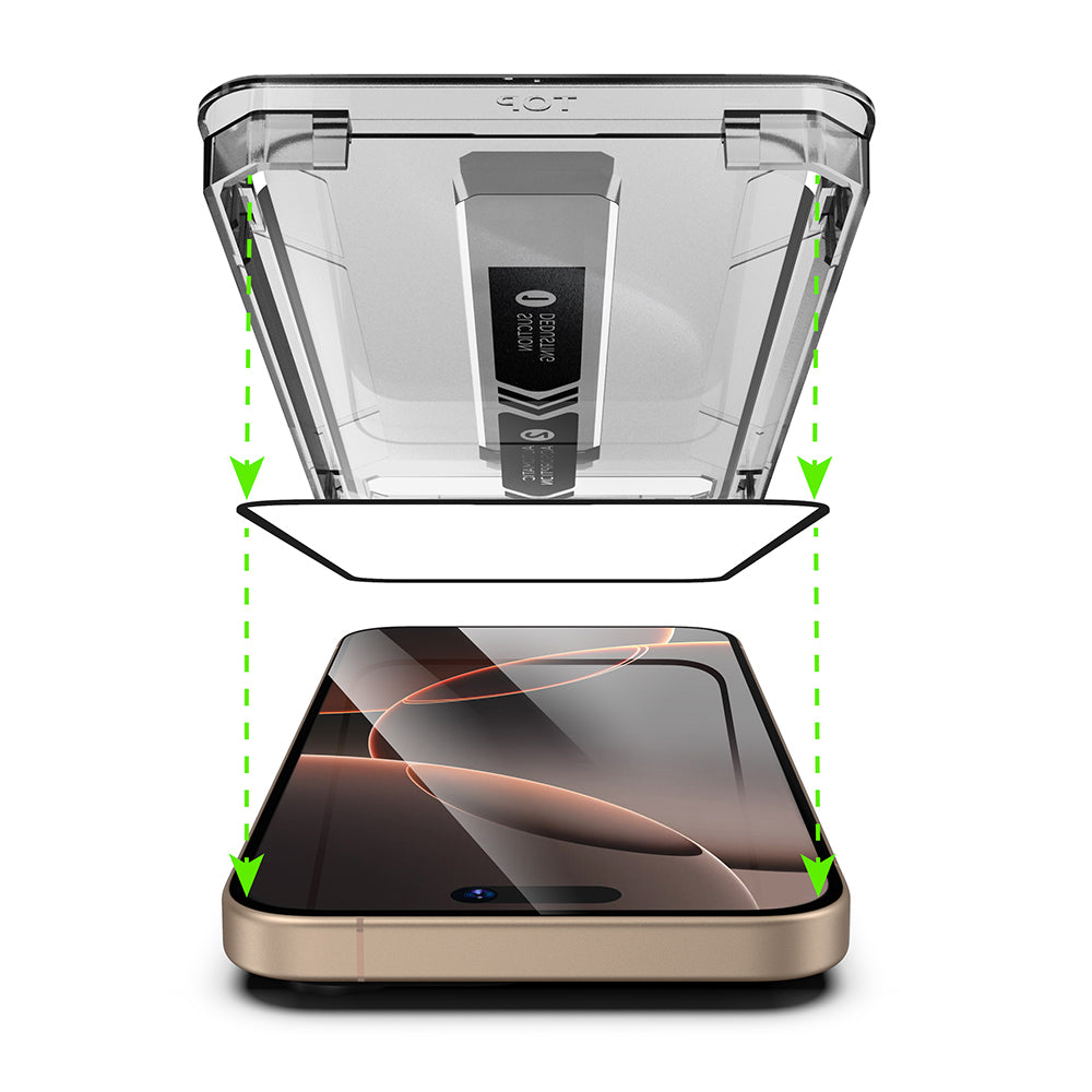 Beschermfolie Techsuit TitanGlass voor Apple iPhone 17 / 16 Pro, Gehard Glas, Volledige Lijm, Zwart