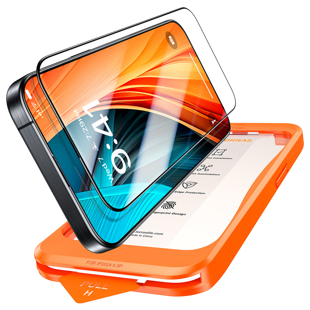 Beschermfolie Torras GlassGo Install Master voor Apple iPhone 16 Plus, Gehard Glas, Volledige Lijm, Zwart
