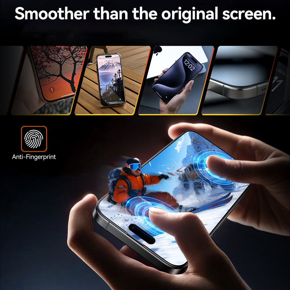 Torras GlassGo Install Master schermbeschermfolie voor Apple iPhone 16 Pro Max, gehard glas, volledige lijm, zwart