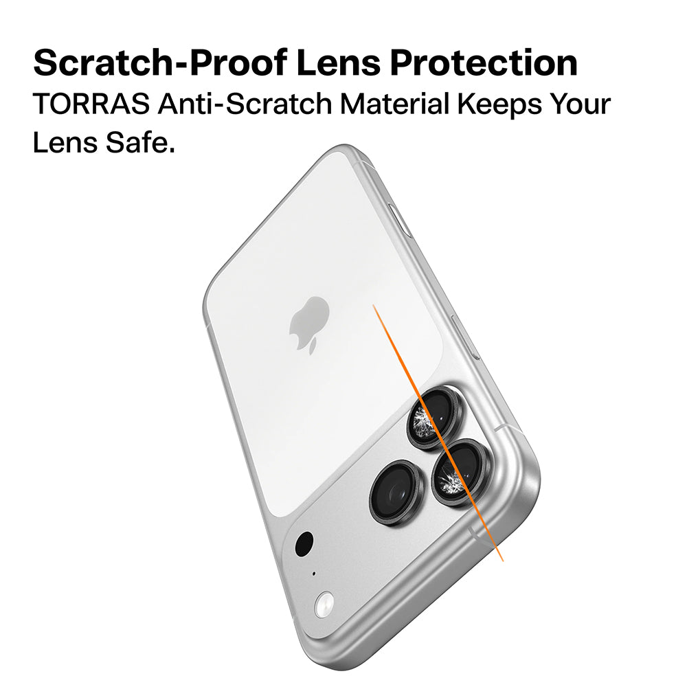 Torras Lensguard Achtercamera Beschermfolie voor Apple iPhone 17 Pro Max / 17 Pro, Gehard Glas, Zilver