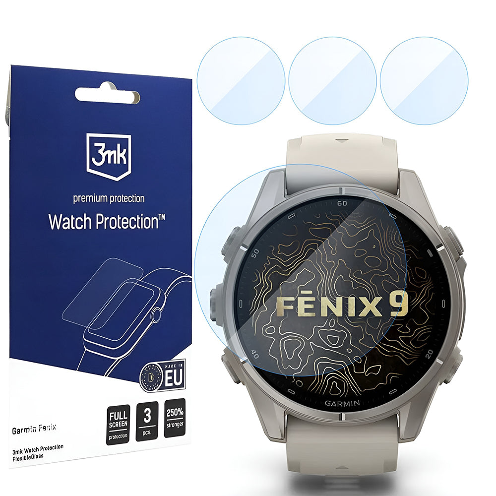 3MK FlexibleGlass Beschermfolie voor Garmin Fenix 9 43mm, Set van 3 stuks, Flexibel Glas