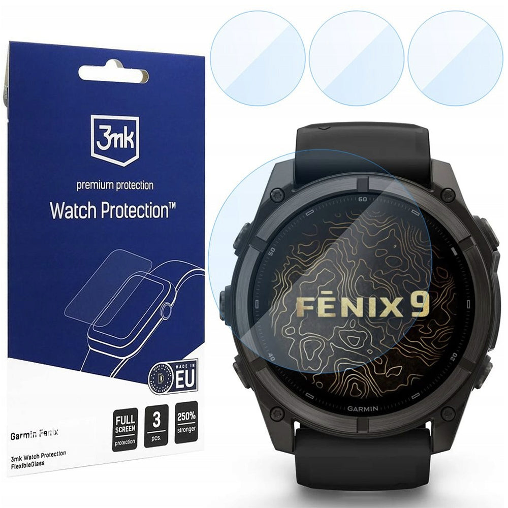 3MK FlexibleGlass Beschermfolie voor Garmin Fenix 9 51mm, Set van 3 stuks, Flexibel Glas