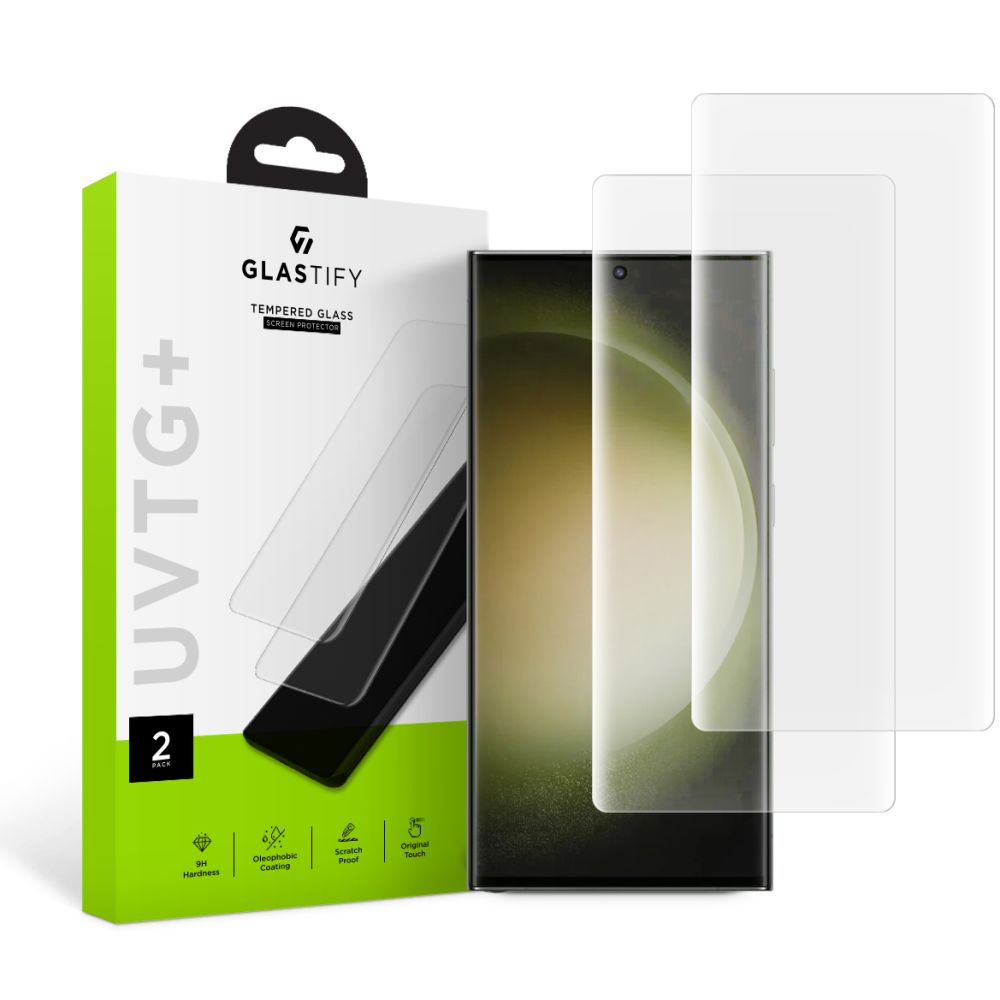 Beschermfolie GLASTIFY UVTG+ voor Samsung Galaxy S23 Ultra S918, Gehard Glas, UV Lijm, Set van 2 stuks