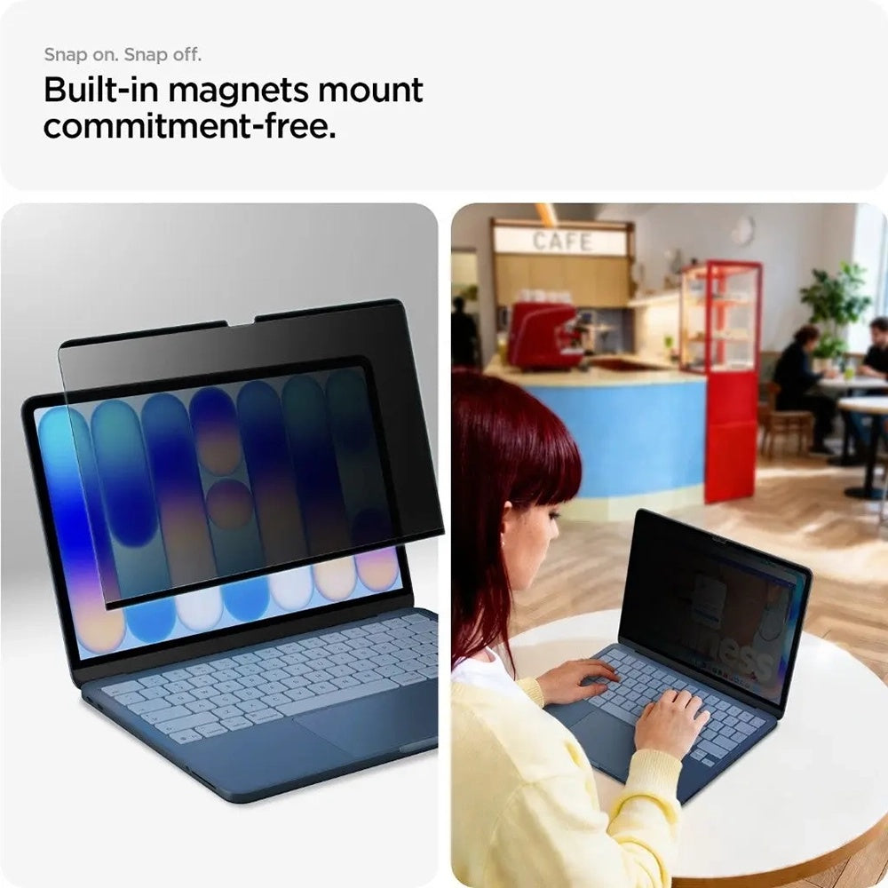 Privacy Screen Protector Folie Spigen Safe View Magnetic voor Apple MacBook Neo 13inch, Plastic AFL11670