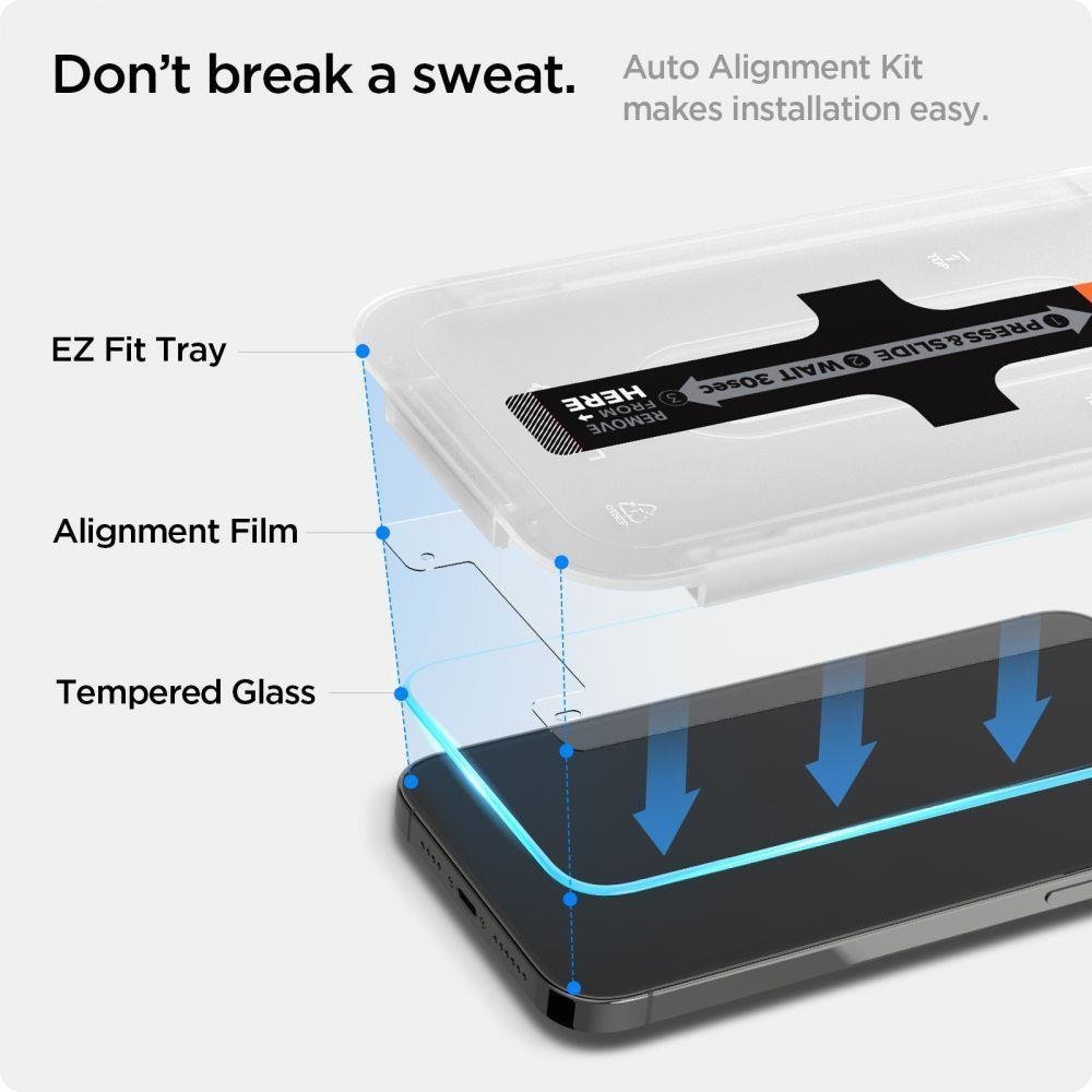Beschermfolie Spigen GlastR EZ FIT HD voor Apple iPhone 17e / 16e / 14 / 13 Pro, Gehard Glas, Volledige Lijm AGL03724
