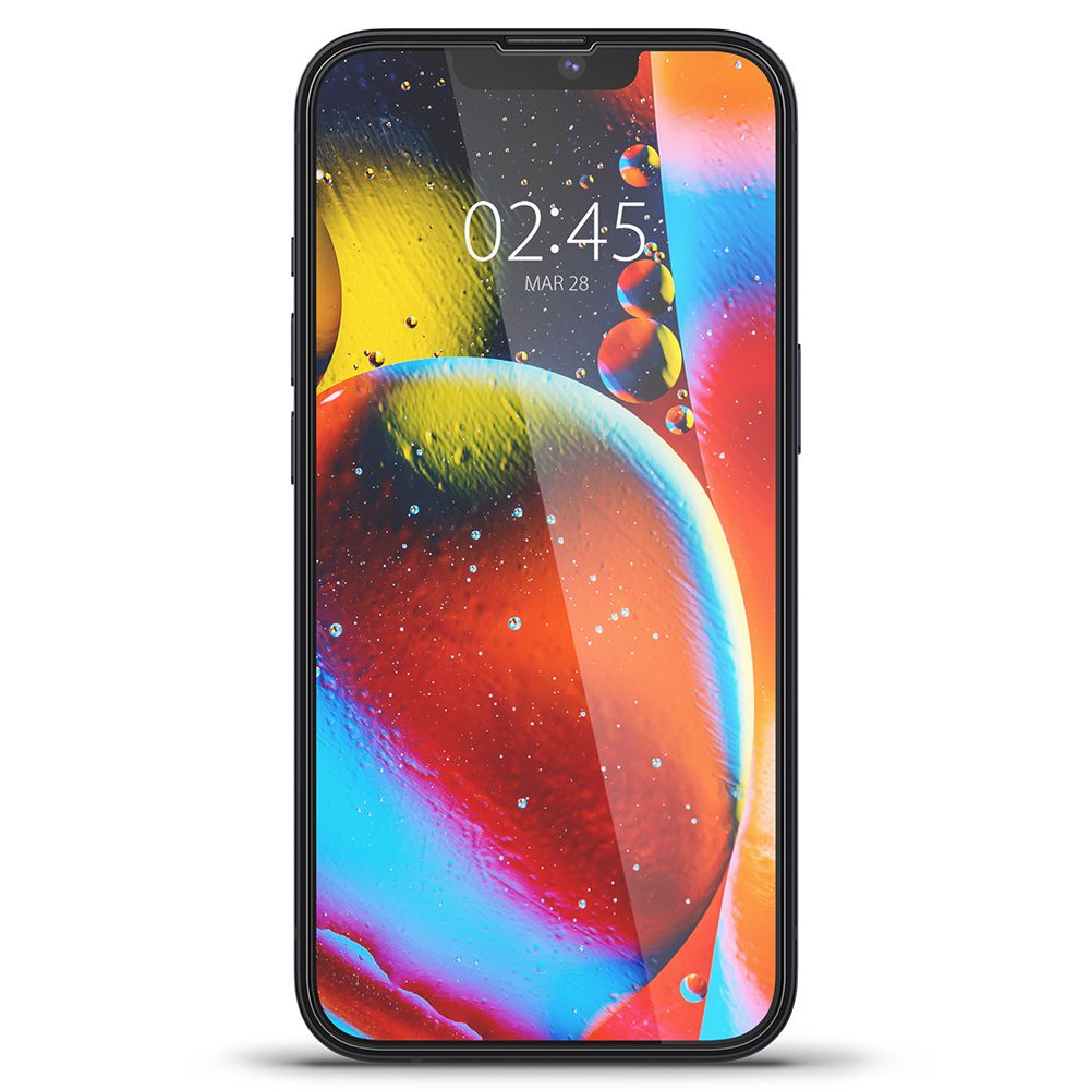 Beschermfolie Spigen GlastR Slim voor Apple iPhone 17e / 16e / 14 / 13 Pro, Gehard Glas, Volledig Verlijmd, Zwart AGL03392