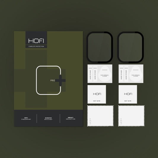Beschermfolie HOFI Hybrid PRO+ voor Apple Watch 41mm Series, Set van 2 stuks, Plastic, Zwart