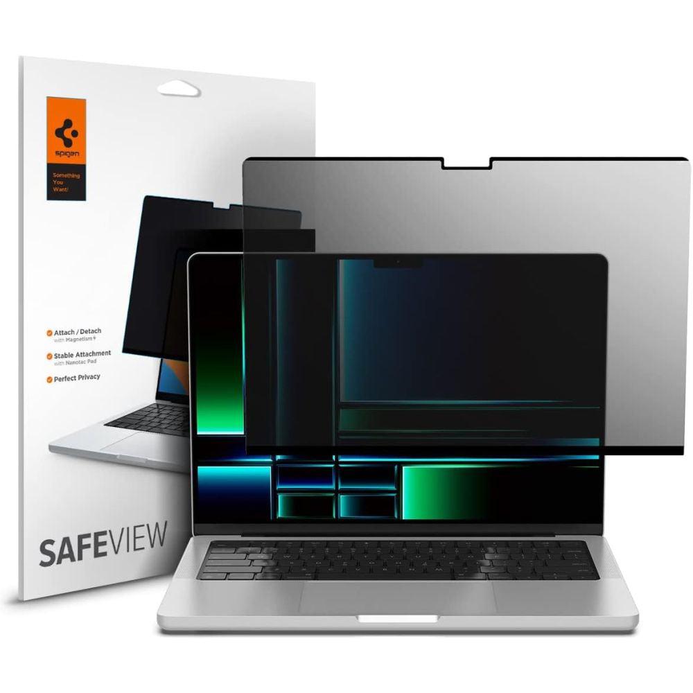 Spigen Safe View Magnetic Privacy Screen Protector Film for Apple MacBook Pro 14inch (2026) / (2025) / (2024) / (2023) / (2022) / (2021), Plastic