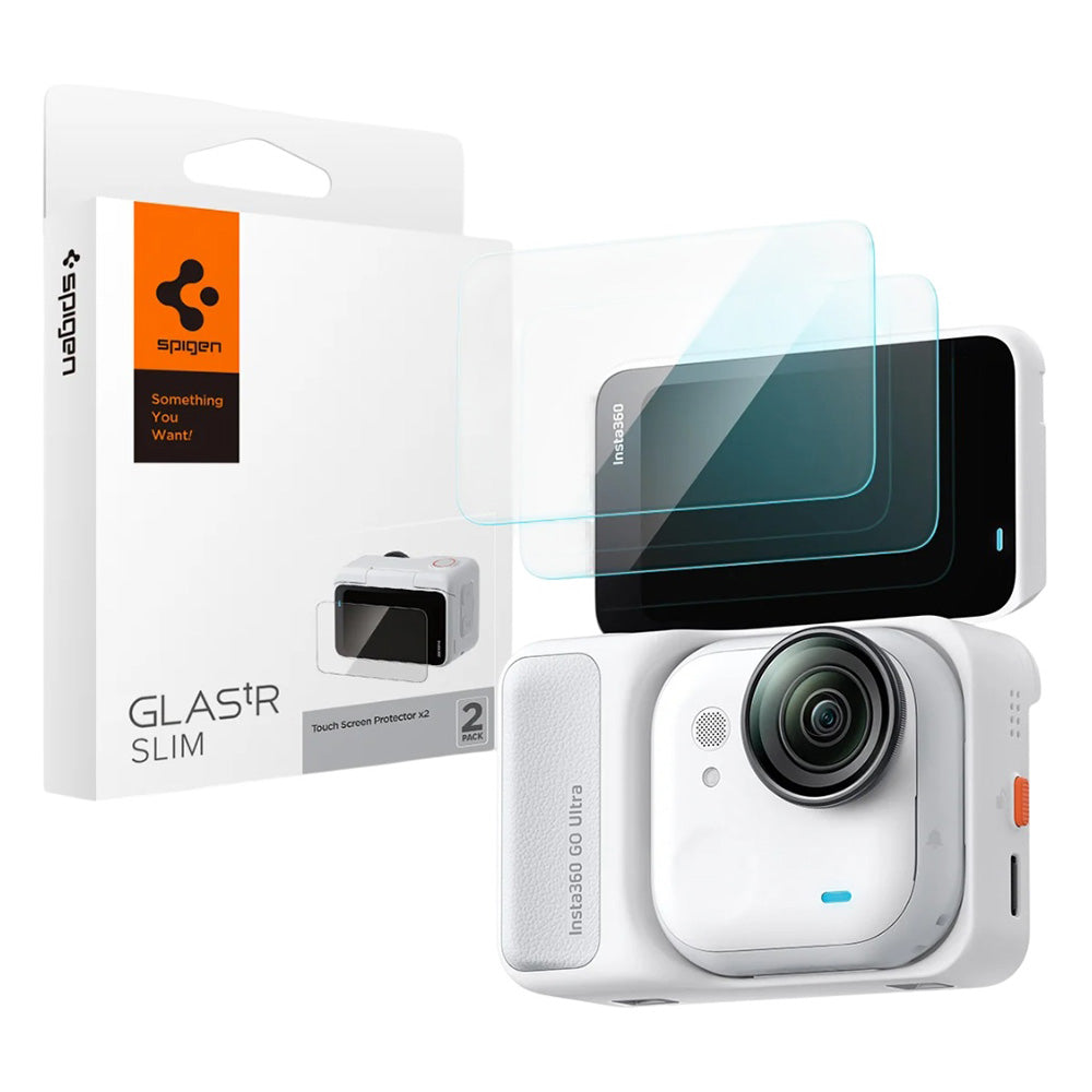 Schermbeveiligingsfolie Spigen GlastR Slim voor Insta360 Go Ultra, Gehard Glas, Set van 2 stuks AGL11171