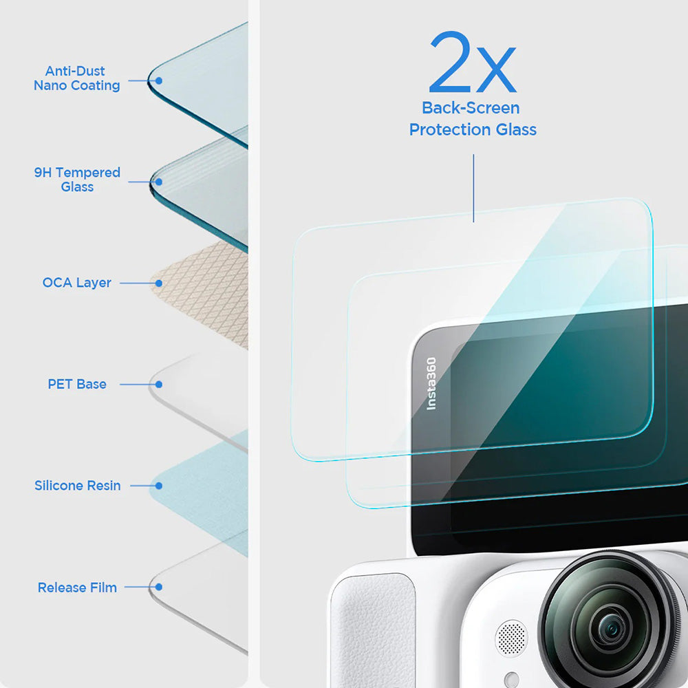 Schermbeveiligingsfolie Spigen GlastR Slim voor Insta360 Go Ultra, Gehard Glas, Set van 2 stuks AGL11171