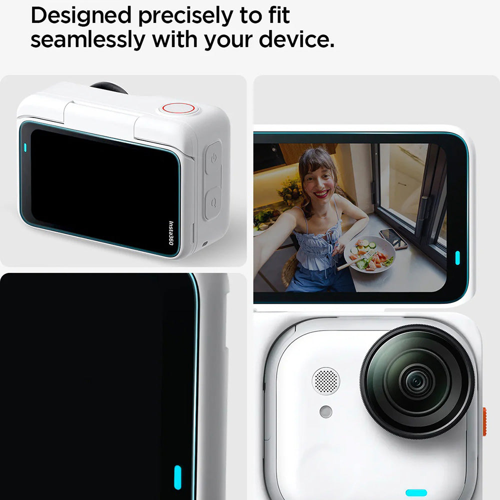 Schermbeveiligingsfolie Spigen GlastR Slim voor Insta360 Go Ultra, Gehard Glas, Set van 2 stuks AGL11171