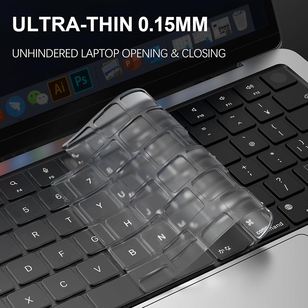 Techsuit PureTypeX Toetsenbord Beschermhoes voor Apple MacBook Pro 14 / Air 13 / Air 15 Series, Transparant