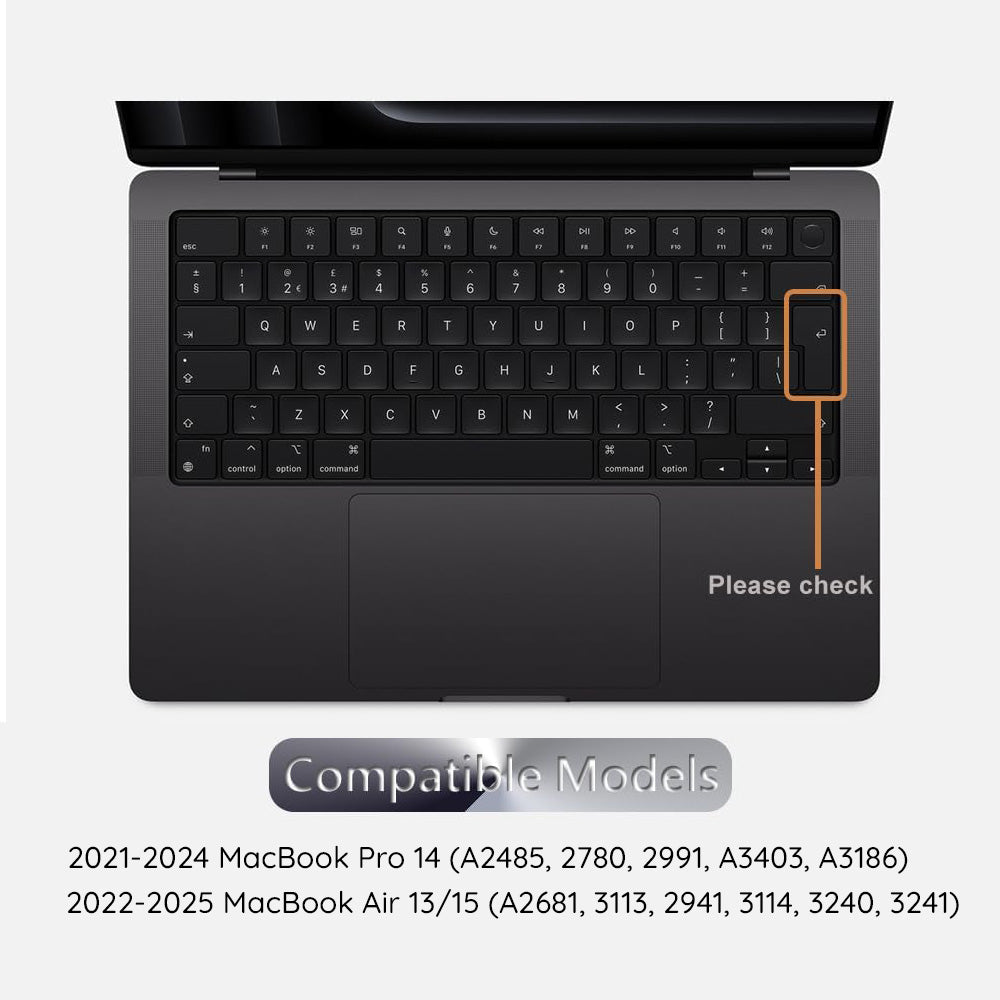 Techsuit PureTypeX Toetsenbord Beschermhoes voor Apple MacBook Pro 14 / Air 13 / Air 15 Series, Transparant