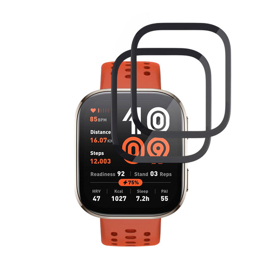 Techsuit Nano Flex Beschermfolie voor Amazfit Bip 6, Set van 2 stuks, Plastic, Zwart