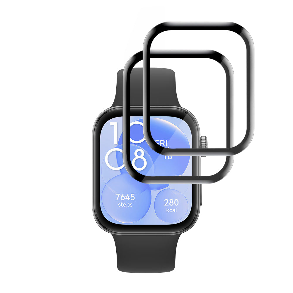 Techsuit Nano Flex Beschermfolie voor Huawei Watch Fit 3, Set van 2 stuks, Plastic, Zwart