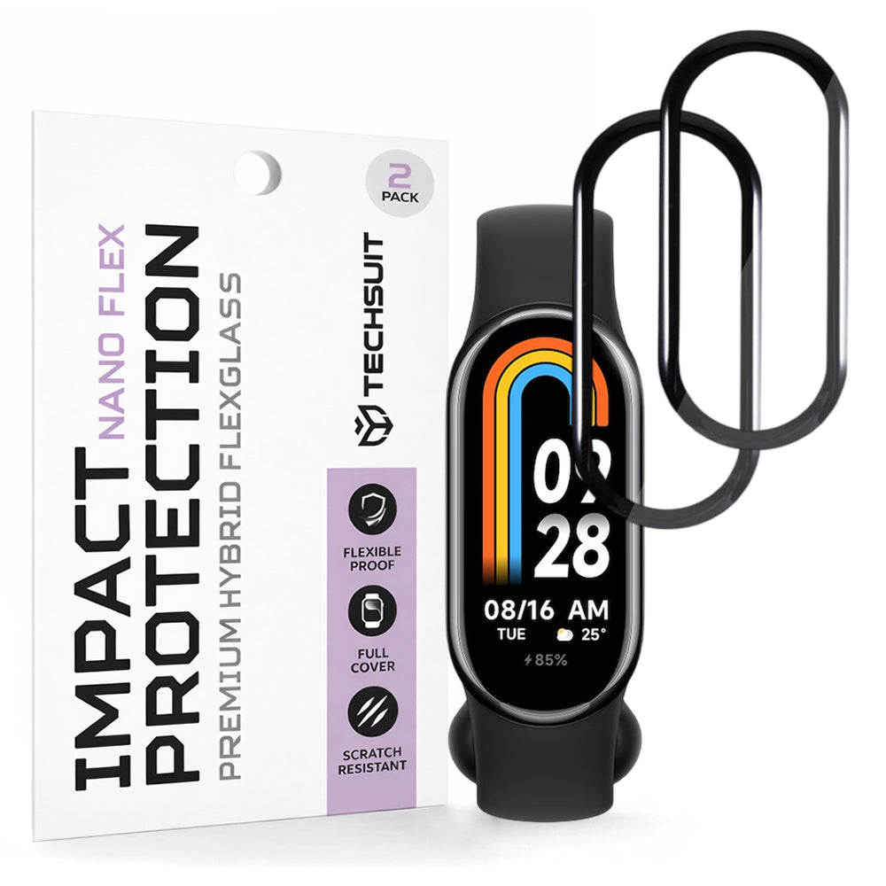 Beschermfolie Techsuit Nano Flex voor Xiaomi Smart Band 8, Set van 2 stuks, Plastic, Zwart