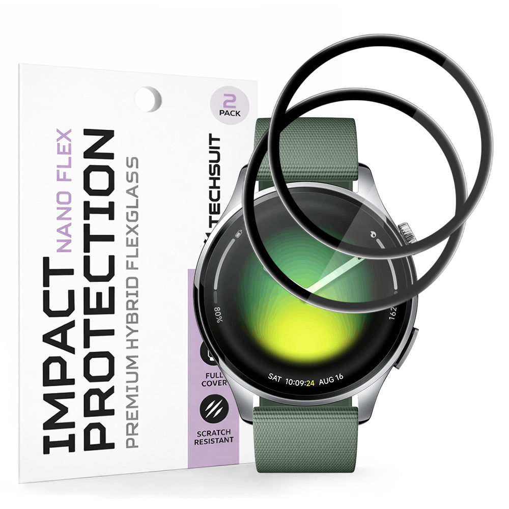 Beschermfolie Techsuit Nano Flex voor Xiaomi Watch 5, Set van 2 stuks, Plastic, Zwart
