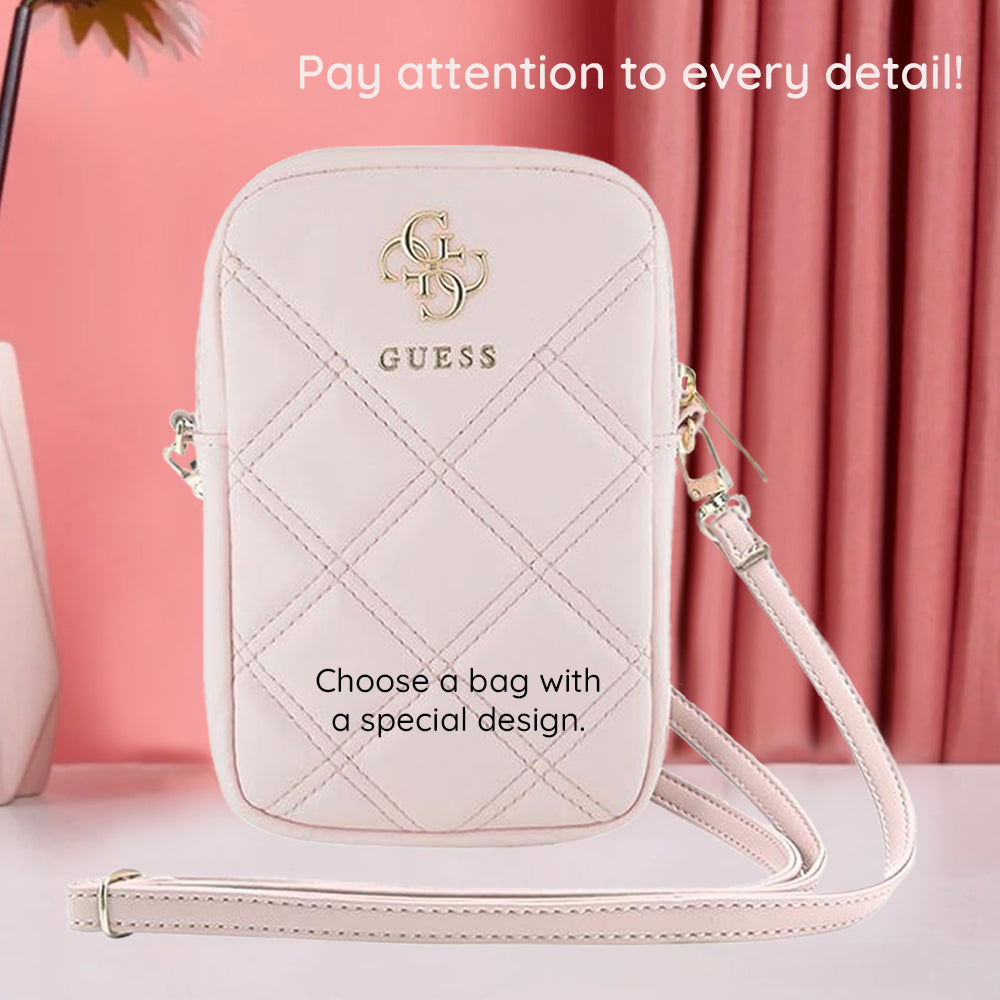Universele Telefoontas, Guess, Quilted 4G, Roze