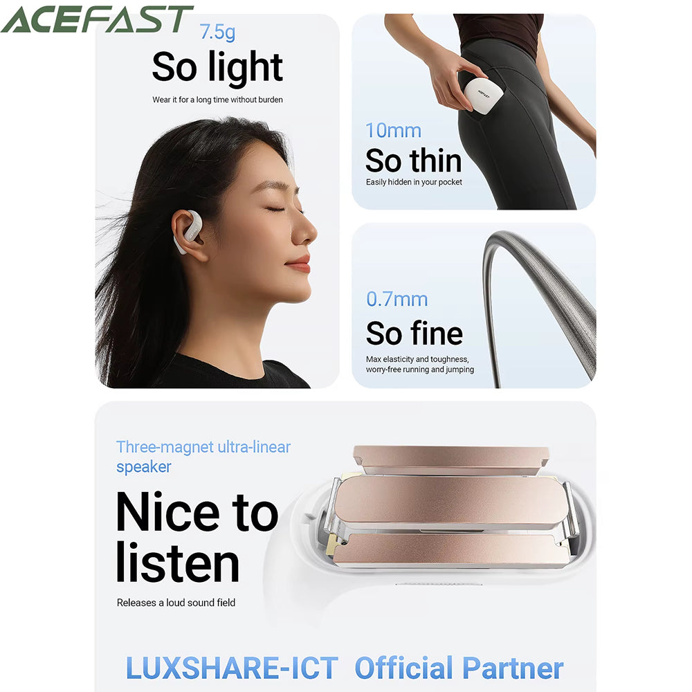 Handsfree Bluetooth Acefast FA002, TWS, Wit