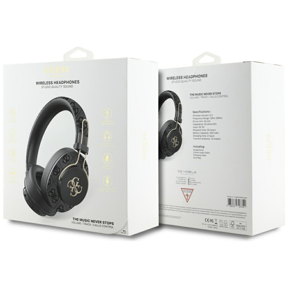 Handsfree Bluetooth Guess 4G Metal Logo, A2DP, Zwart