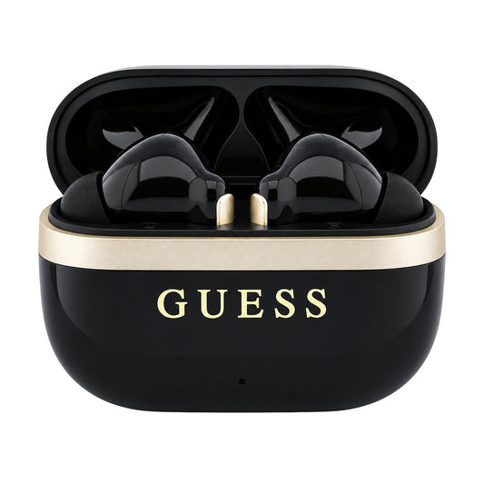 Guess Glossy Gold Line Printed Classic Logo Bluetooth-handsfree, TWS, zwart