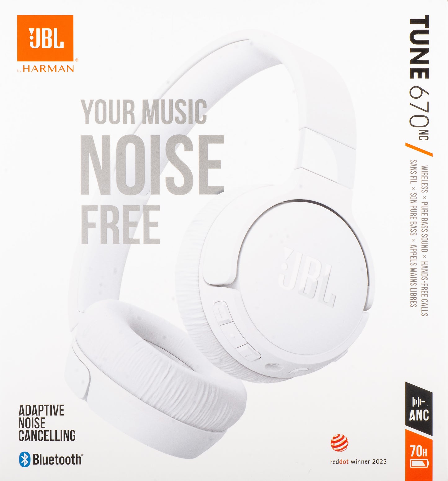 Handsfree Bluetooth JBL Tune 670NC, MultiPoint, A2DP, ANC, Wit JBLT670NCWHTAP