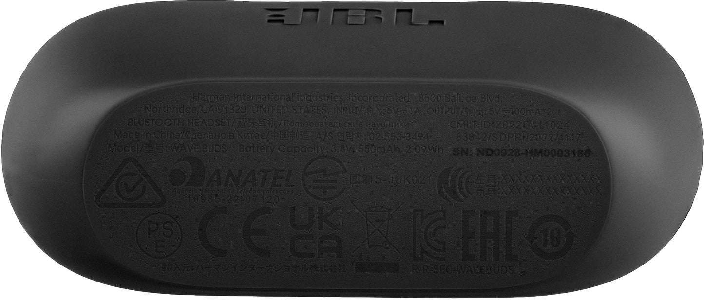 Handsfree Bluetooth JBL Wave Buds, TWS, Zwart JBLWBUDSBLK