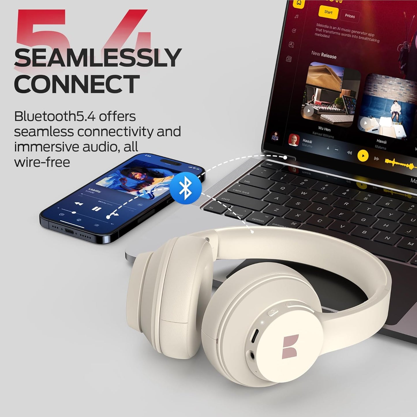 Handsfree Bluetooth Monster Mission 100, MultiPoint, A2DP, ANC, Wit