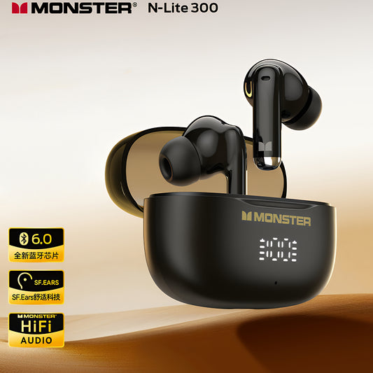 Handsfree Bluetooth Monster N-Lite 300, TWS, Zwart